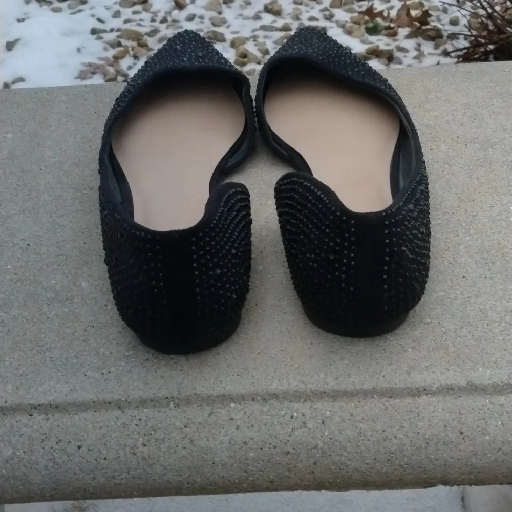 Black sparkle pointed toe flats size 9.5